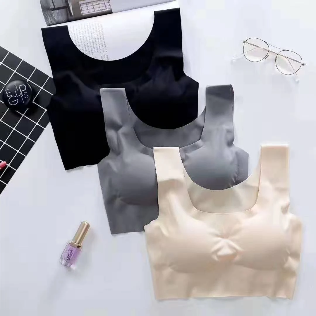 

seamless fitness candy women underwear cooling gathers shock-proof thin pad push up bra female intimate lingerie wfws04