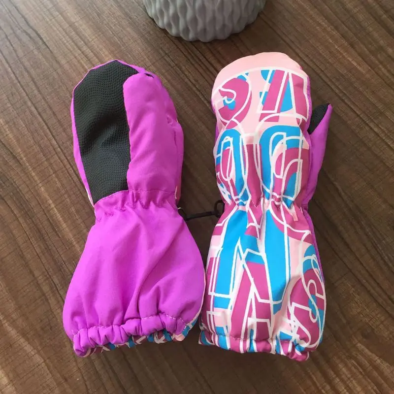 Новые детские лыжные перчатки с буквенным принтом Длинные холодные водонепроницаемые ветрозащитные перчатки