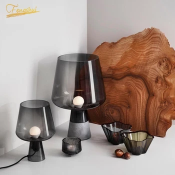 

Nordic Smoky Glass Table Lamp Modern Minimalist LED Table Lights Art Decoration Lamp for Bedroom Bedside Living Room Table Lamps