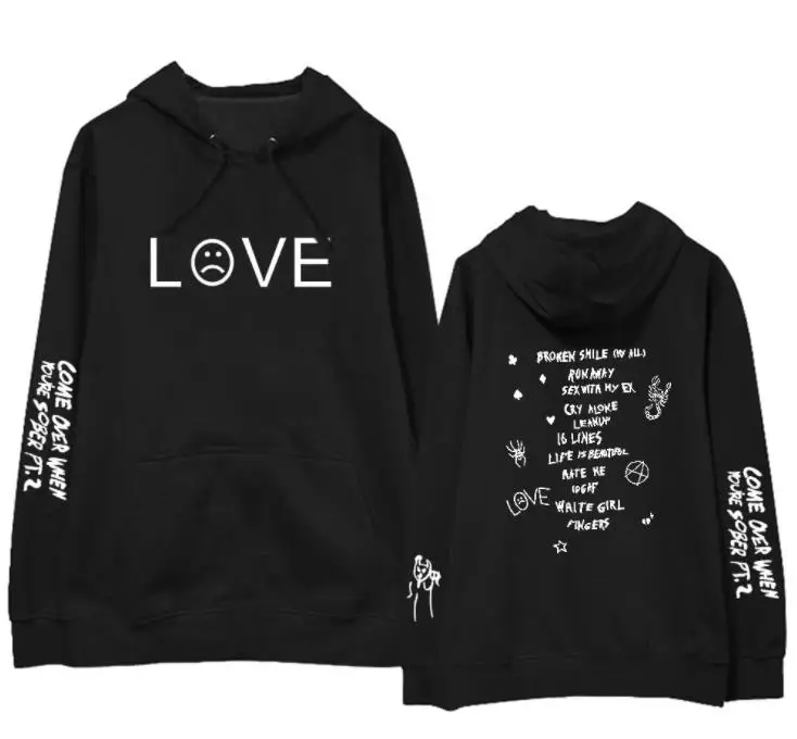 Модный пуловер с принтом lil peep подходит, когда вы трезвы, толстовки унисекс, флисовая/тонкая свободная толстовка, 4 цвета - Цвет: thin