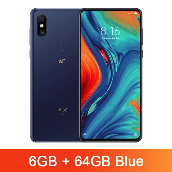 6GB 64GB Blue Глобальная версия Xiaomi mi x 3 5G 64 Гб/128 ГБ Восьмиядерный процессор Snapdragon 855 24 МП Двойная фронтальная камера 6,3" AMOLED мобильный телефон - Цвет: 6GB 64GB Blue