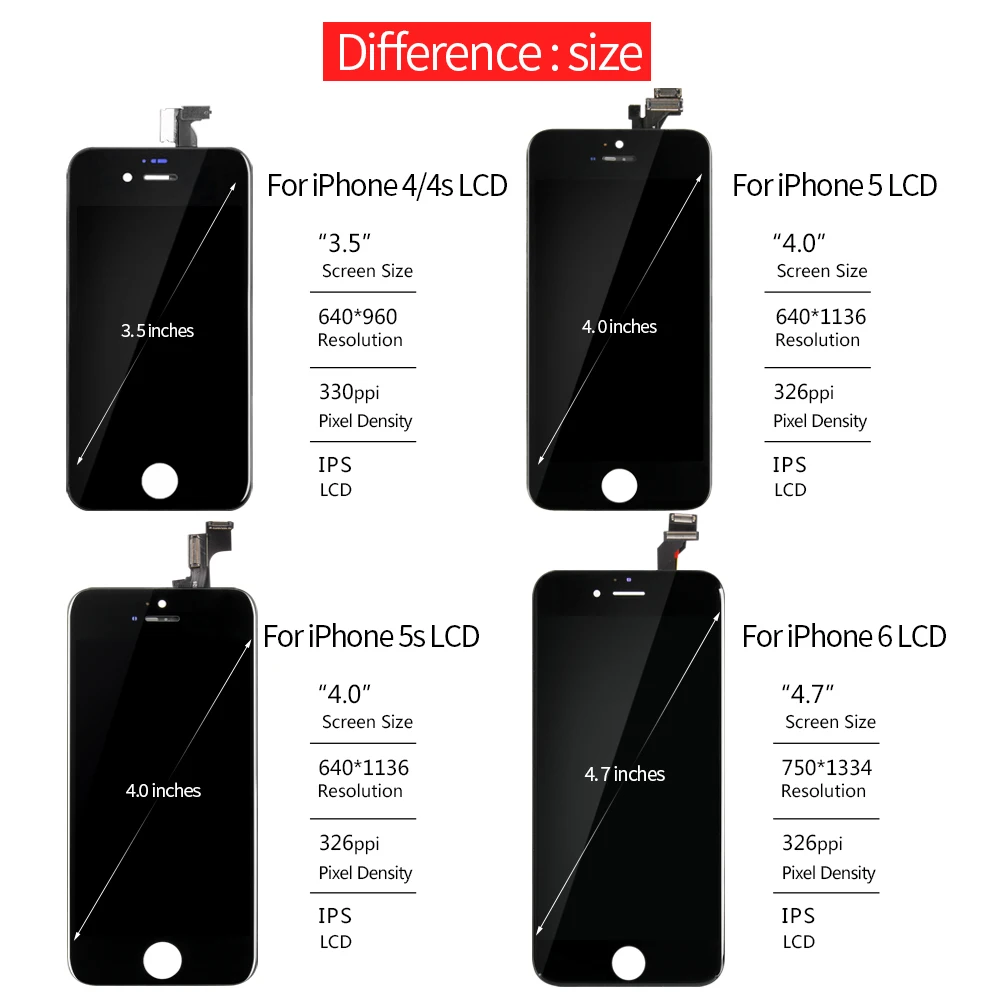 ЖК дисплей класса AAA +++ для iPhone 4 4S 6 5 5S 5C SE с сенсорным экраном и дигитайзером в