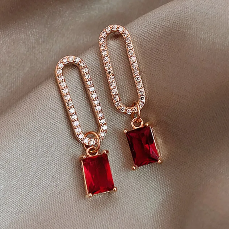 Модные хрустальные серьги в стиле барокко для девочек красные серьги-гвоздики с