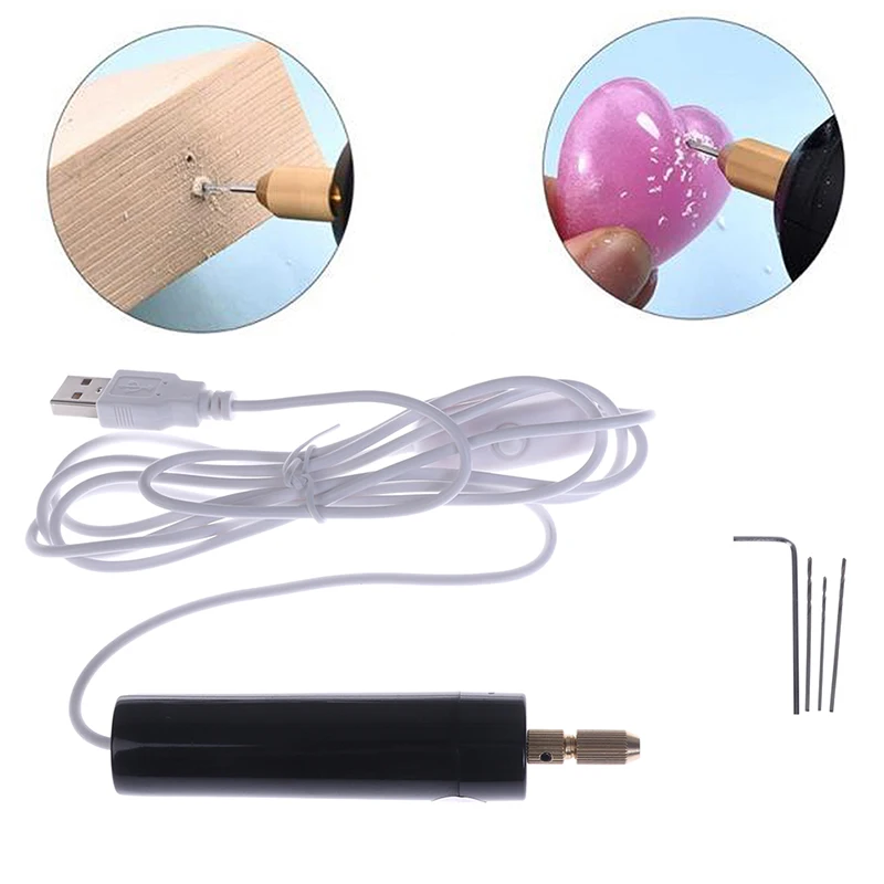 미니 전기 드릴 핸드 헬드 드릴 비트 키트 에폭시 수지 쥬얼리 나무 공예 도구 만들기 USB 플러그 스크루 드라이버 도구 키트