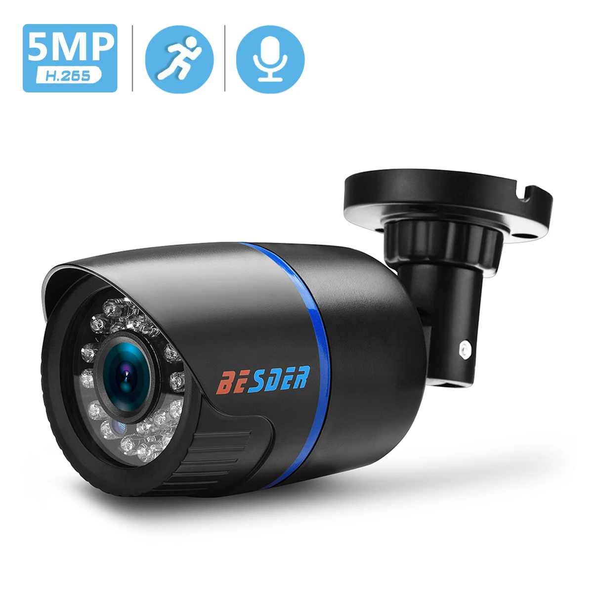 Besder H.265 аудио Ip камера безопасности CCTV 2MP 3MP 5MP DC 12V POE 48V черная наружная камера наблюдения Ip Обнаружение движения FTP