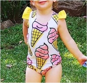 Купальный костюм для маленьких девочек 1 6 лет Цельный купальник бикини с принтом