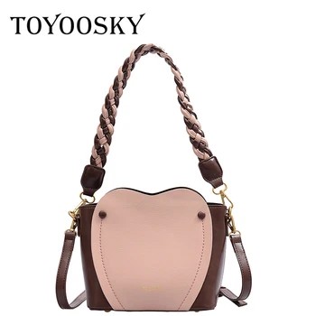 

TOYOOSKY Designer panelled crossbody bags for women shoulder handbag pu leather female contrast color bucket bag bolsos mujer