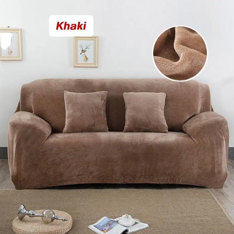 Khaki 13 Цветов 1/2/3/4 местный мягких чехлов из толстого плюша для дивана с откидной спинкой Чехлы в стиле ретро для дивана с откидной спинкой крышка - Цвет: Khaki