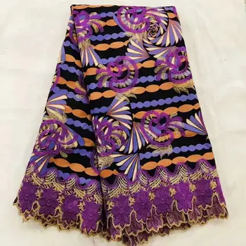

Fashion High quality embroidered 100% cotton 6yards african guipure lace wax fabrics Nigerian lace wax fabric for wedding!O-4631