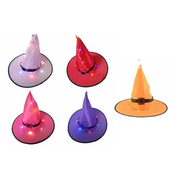 

Halloween Decorations Outdoor Hanging Props Party Ball Cosplay 5pcs Led Hooked Wearable Luminous Witch Hat