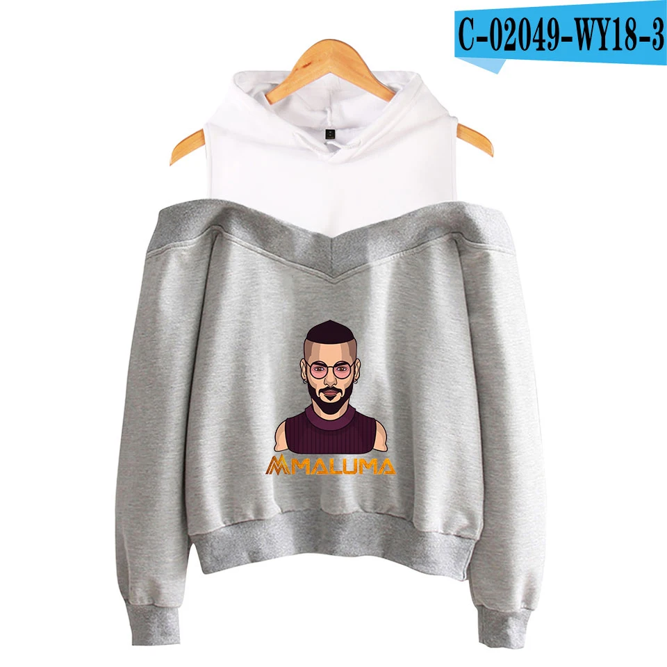 Maluma 2D толстовка с открытыми плечами Женская толстовка с капюшоном Горячая Повседневная одежда модные женские толстовки для отдыха - Цвет: grey