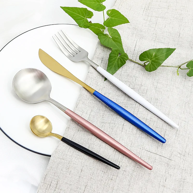 304 Stainless Steel Knife, Fork And Spoon Western Food Four-piece Set Portugal Coffee Spoon Gift Set European Style Tableware Ma