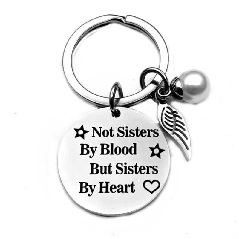 Best Friends Stainless Steel Keychain Keyring &quotNot Sisters By Blood But by Heart&quot Friendship Jewelry Gift for Women Girl | Украшения