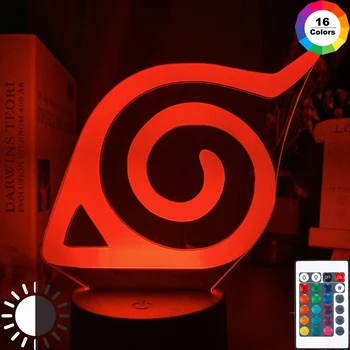 

LED Night Light Naruto Konoha Logo Colorful Nightlight for Child Bedroom Decorative Light Cool Led Table Lamp Anime Gift for Him