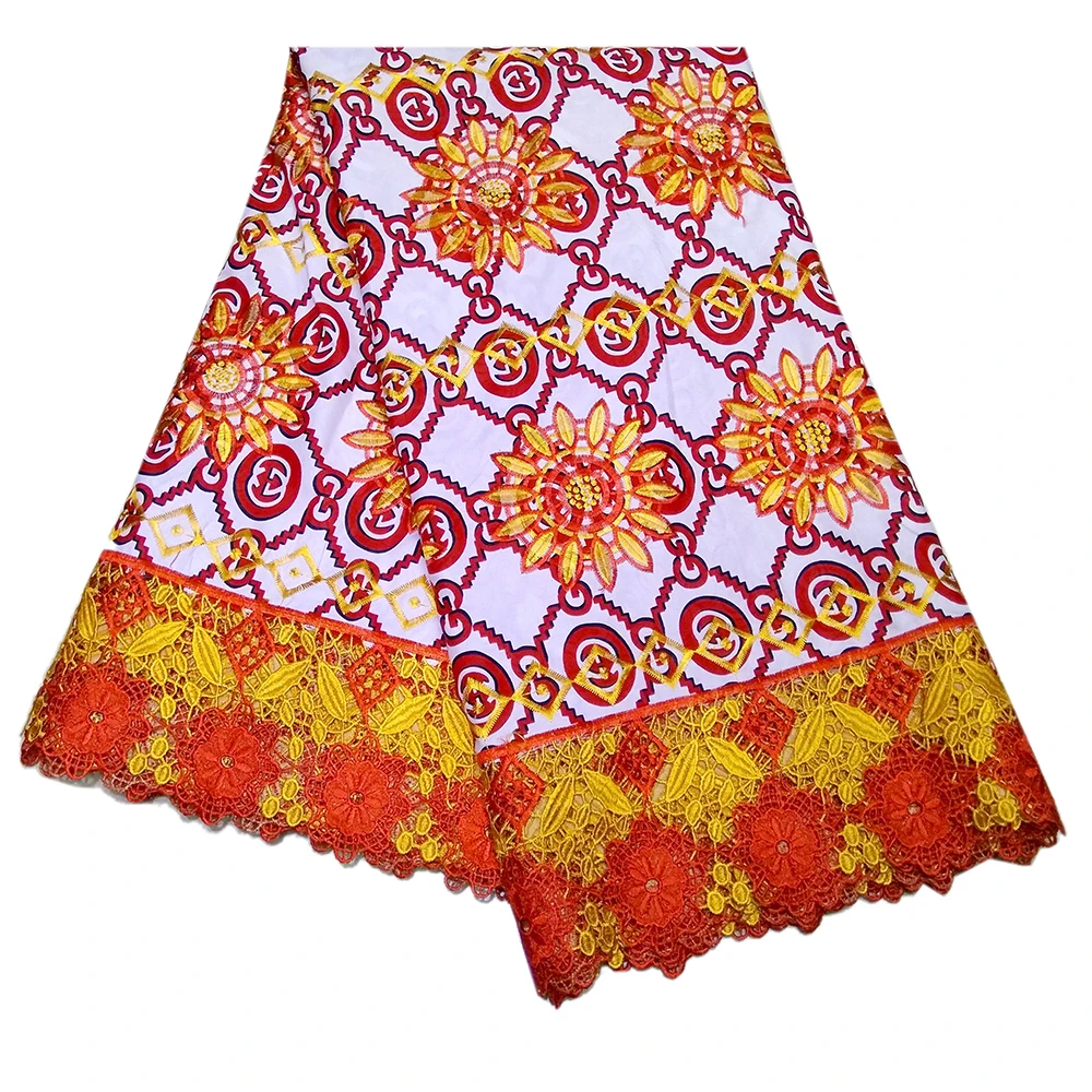 Новая голландская восковая африканская Настоящая Африканская ткань с восковой печатью Солнечная Цветочная вышивка кружевная ткань 6Yards \ lot