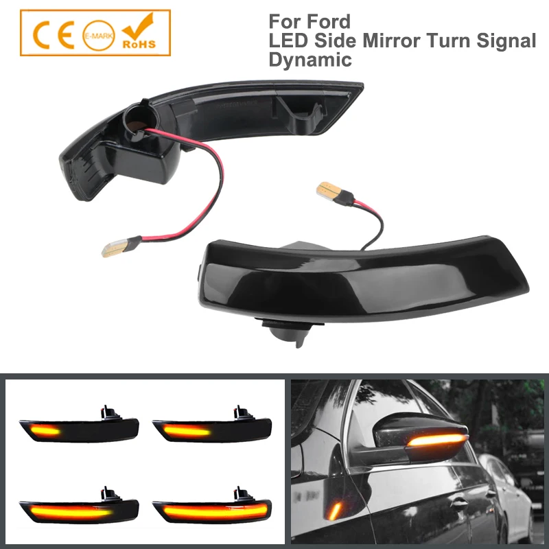 

2pcs Dynamic Side Mirror Turn Signal Rearview Light Lamp For Ford Focus MK2 2008-2012 MK3 2010-2018 Mondeo Mk4 2010-2014