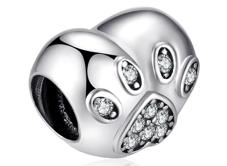 Jewelrypalace стерлингового серебра 925 щенок palm сердце кубического циркония бисер Подвески Fit Браслеты подарки для Для женщин Модные украшения