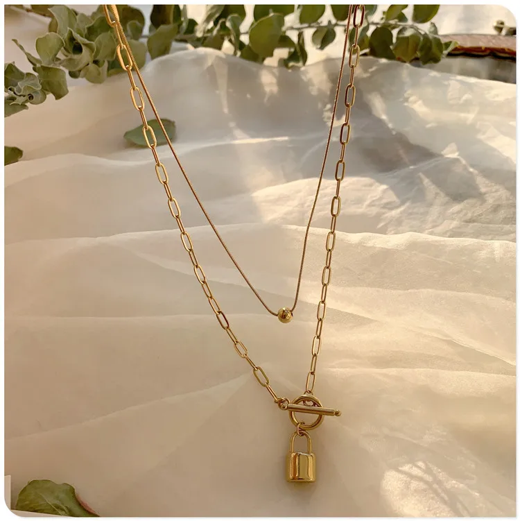 Conjunto de collar y gargantilla de metal estilo minimalista para chica, Gargantilla de capas, estilo ulzzang de los 90, 2 uds.|Collares colgantes| - AliExpress