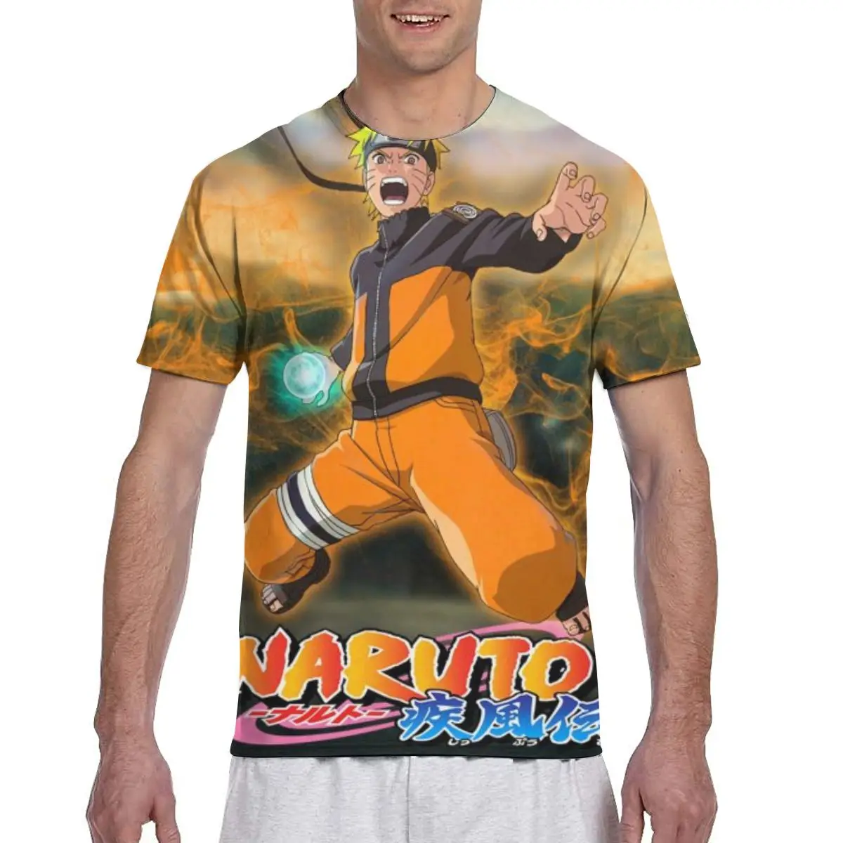 Наруто на заказ японского аниме Наруто печать мультфильм изображение paiting Мужская футболка
