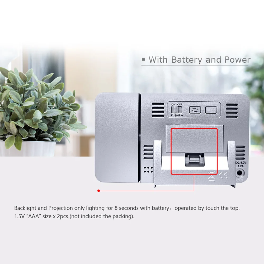  MultiFunction Projection Alarm Clock Digital Date Snooze Function Backlight Projector Desk Table Le