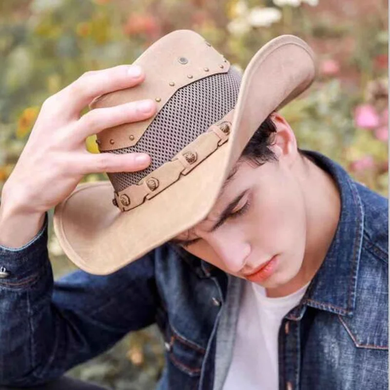 New Cowboy Hats Women Men Western Cowboy Cap For Dad Gentleman Lady Real Leather Sombrero Hombre Jazz Caps 2