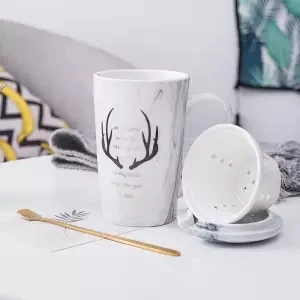 Mug Lovers Cup Ceramic Home Cute Water Cup Coffee Mug Mug with Lid Spoon Teacup Cups and Mugs Coffee Cup Cups and Mugs Mug - Цвет: 400ML set