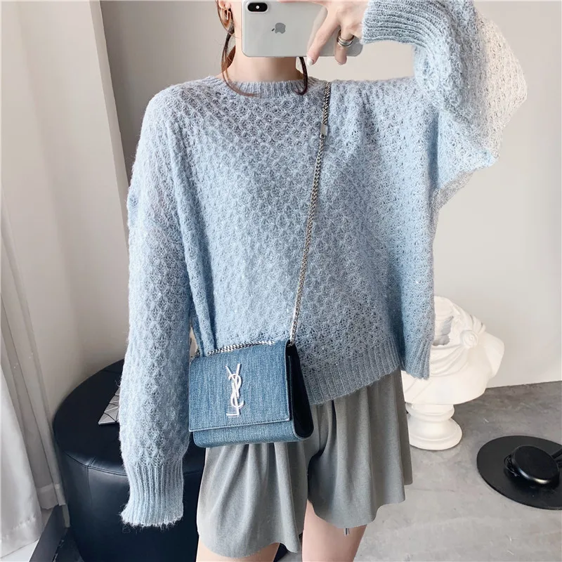 Roupas femininas женские пуловеры свитер Джемперы Harajuku шикарный свитер витой пуловер с круглым вырезом однотонный тонкий