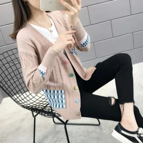99722 этаж, 3-й район, 9th средняя школа) Фото 258 стиль Вязаный Кардиган платье и свитер куртка 42