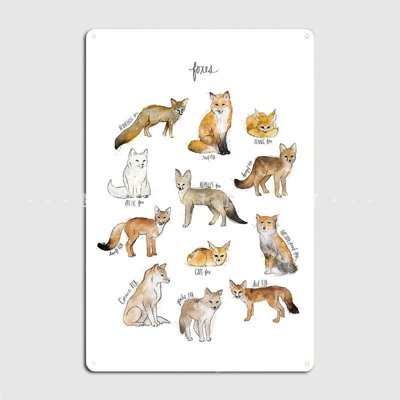 

Foxes Poster Metal Plaque Cinema Garage Living Room Funny Plaques Tin Sign Poster