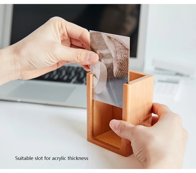 Creative Wooden Photo Frame Pen Holder Multifunction Home Office Storage Box Pencil Case Picture Frame Decoration