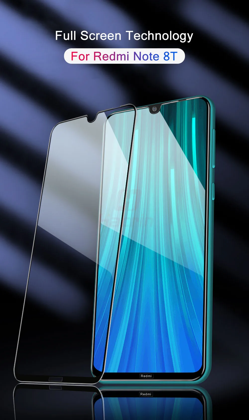 2 шт., Защитное стекло для Xiaomi Redmi Note 8 T, закаленное стекло 9 H, полностью закрывающее экран, стеклянная пленка для Xiaomi Redmi Note 8 8 Pro