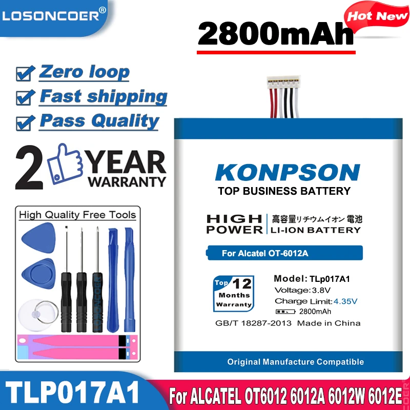 LOSONCOER 2800mAh TLP017A2 аккумулятор для ALCATEL One touch idol mini OT6012 6012A 6012W 6012E 6012D S530T TLp017A1 |