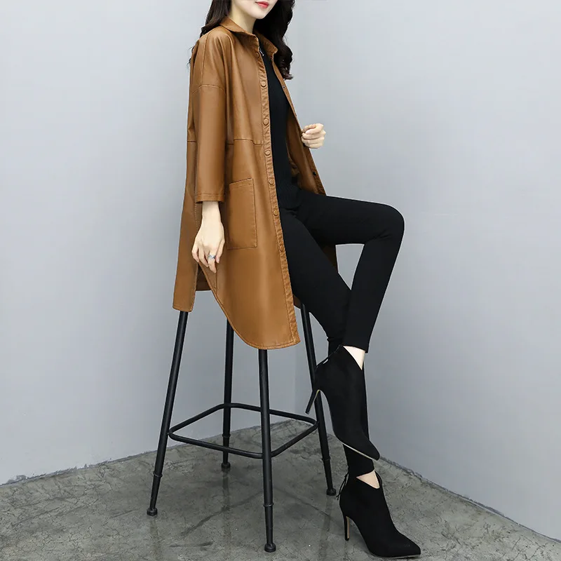 

Mid-length Pocket Long Sleeve Slimming Slim Fit Versatile Fashion Simple Trench Coat Qxx8715