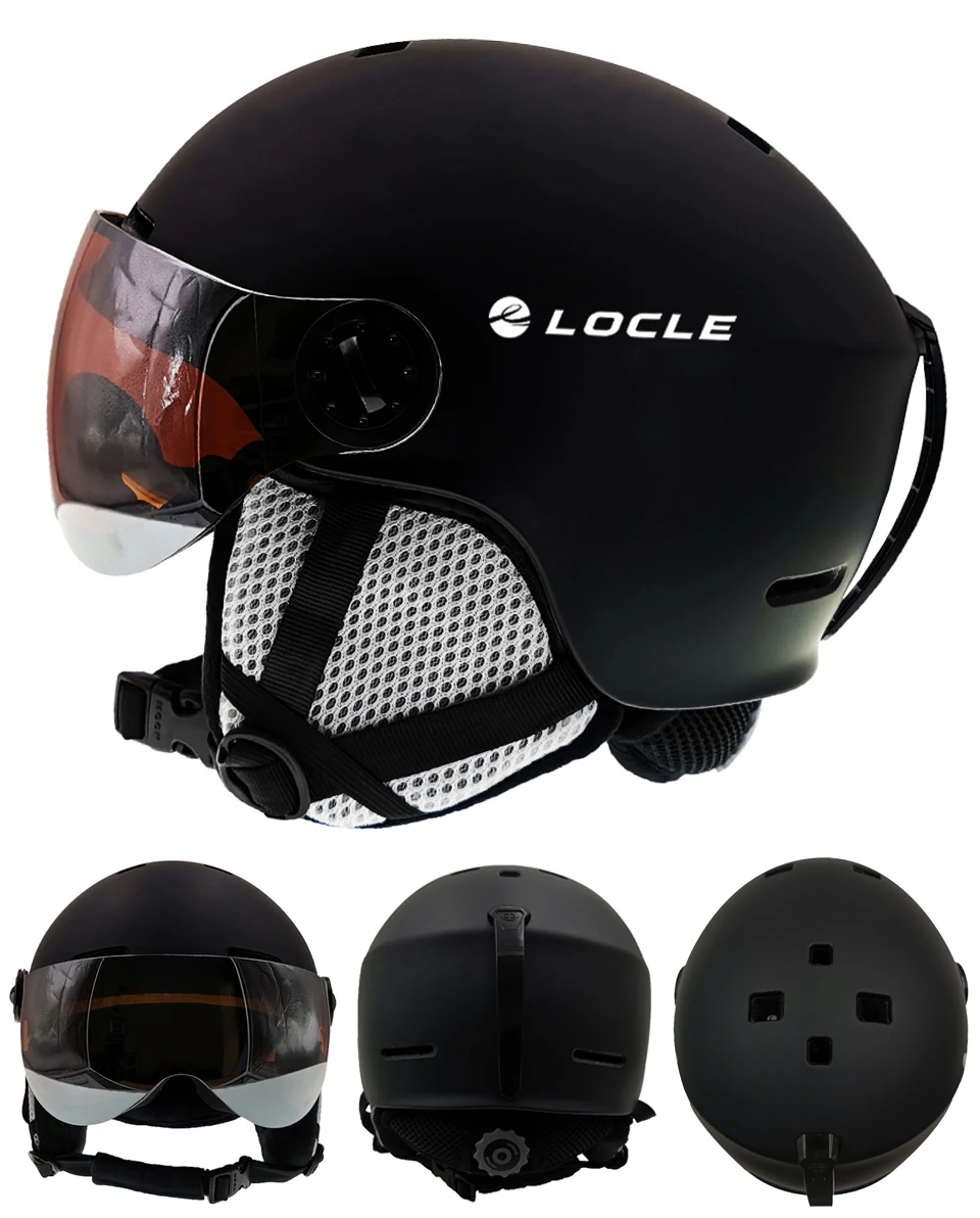 Ultralight PC+EPS CE Skiing Sports Helmet Display Black