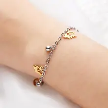 Мяч Нержавеющая сталь браслет; узор «бабочки» и «любовь» в дырочку с цветами браслет, лучший подарок для Для женщин девочек вечерние, подарок, ювелирное изделие