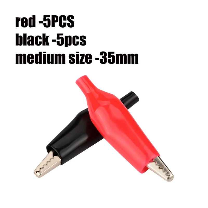 10pcs-35mm-mix color 28 мм металлический зажим типа крокодил G98 Электрический зажим типа крокодил 35 мм 45 мм Зонд Пробник красный и черный ремень пластиковый стартер автомобильный аккумулятор - Цвет: 10pcs-35mm-mix color