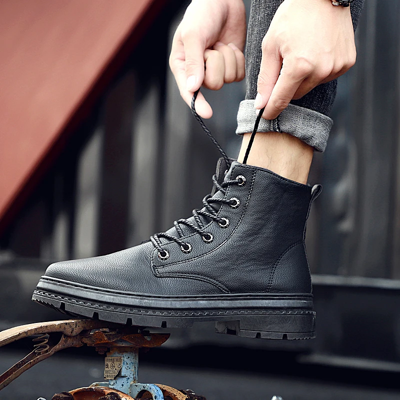High Quality Genuine Leather Autumn Men Boots Winter Waterproof Ankle Boots Outdoor Working Boots Men's Shoes Trend Wild