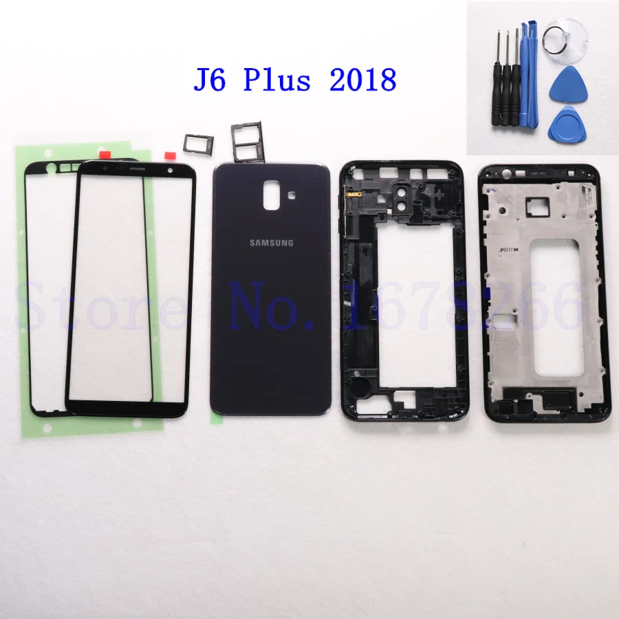 SAMSUNG Galaxy J6 plus J6+ J610 J610F J610FN J610G полный корпус ЖК-панель Крышка средняя Рамка передняя внешняя линза Батарейная дверь