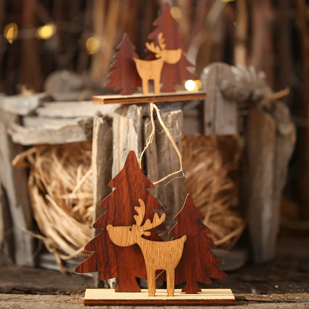 Симпатичные деревянные елки лося рождественские DIY украшения стола детские головоломки в сборе декор для детской спальни рождественские товары год
