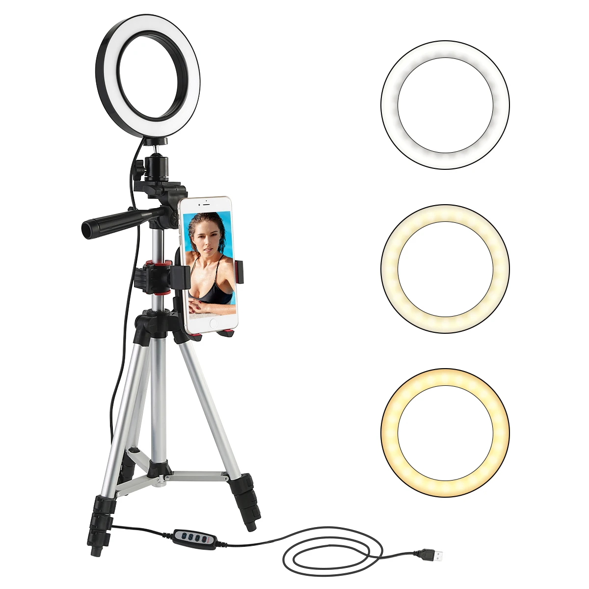 

5.7 Inch Dimmable LED Ring Light With Stand Photographic Selfie Studio Tripod Ring Lighting For Makeup Camera Phone Holder