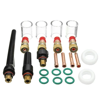 

23pcs Multifunctional Welding Torch Kit Collet Pyrex Cup Gas Lens Soldering Glass Heat Resistance Replacement For WP-17 18 26
