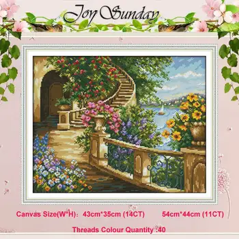 

Spring balcony patterns counted 11CT 14CT scenery Cross Stitch Set DIY Chinese Cross-stitch Kit Embroidery Needlework Home Decor