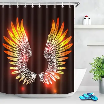 

Colorful Angel Wings Creativity Shower Curtains With Hooks Waterproof Polyester Fabric Kids Bathroom Curtain Decor Bath Screen
