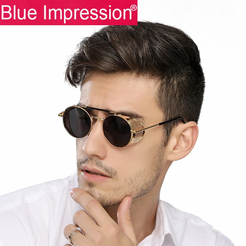 

B.I Retro Round Steampunk Polarized Sunglasses Men Retro Women Sun Glasses Shades Vintage Travel Eyewear Gafas De Sol BL622829