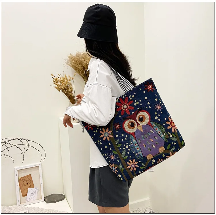 Fashion Folding Women Big Size Handbag Tote Ladies Casual Flower Printing Canvas Graffiti Shoulder Bag Beach Bolsa Feminina