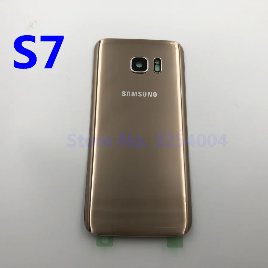 Для samsung Galaxy S7 Edge G935 S7 G930 задняя крышка батарейного отсека Корпус Замена запчастей+ Ушная камера стеклянная рамка объектива - Цвет: S7  Gold