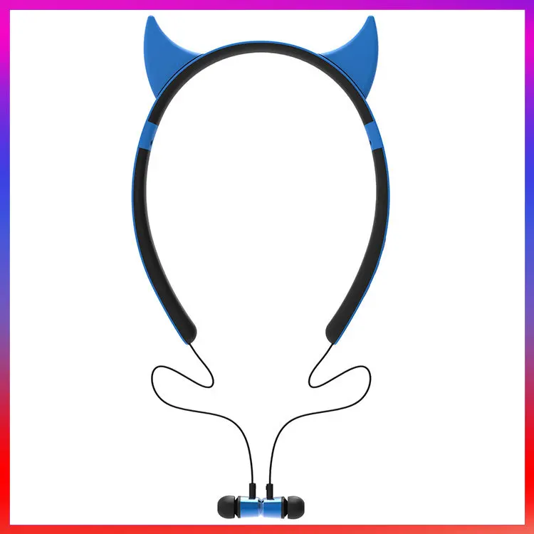 Cute Cartoon Headphones Bluetooth Cat Ear Headsets for Girl Kids Deer Devil Rabit Ear Phones Sports Anti sweat Magnetic Earbuds