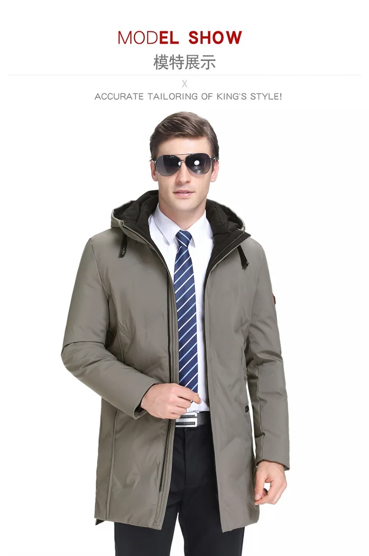 New Style High-End down Jacket Men's Casual Middle-aged Men Mid-length down Jacket Hooded MEN'S Coat