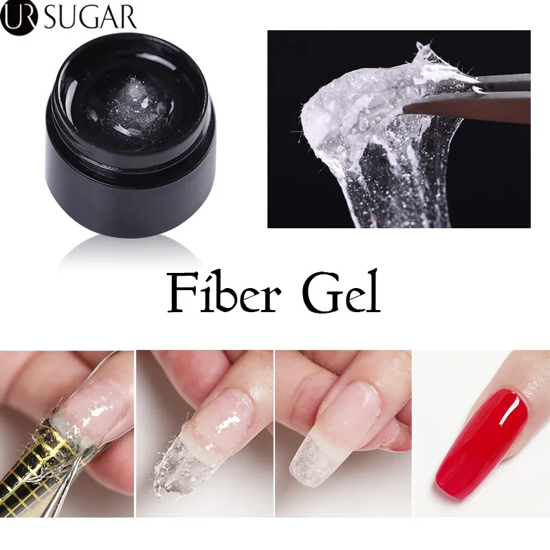 

UR SUGAR 7ml Fiber Gel Polish Fiberglass Extension Building UV Gel Varnish Repair Broken Nails Soak Off UV Gel Extend Nail Tips