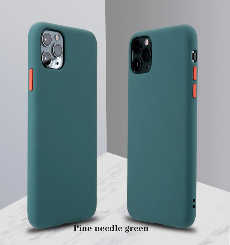 1 Pine needle green AYJ полный жидкий силиконовый чехол для iPhone X Xs 11 Pro Max XR 7 8 6 6s Plus чехол мягкий карамельный Pur простой сплошной контрастный цвет - Цвет: 1 Pine needle green